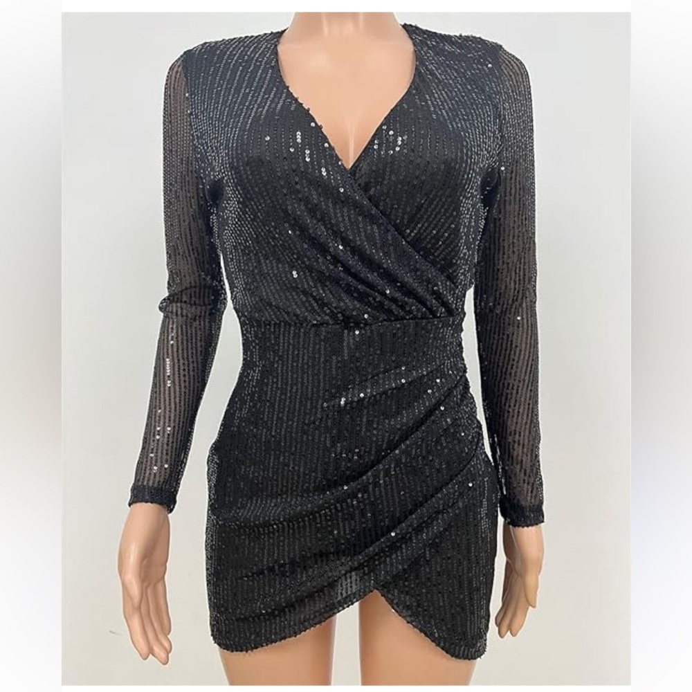 Sequin Mini Dress—Black—medium
